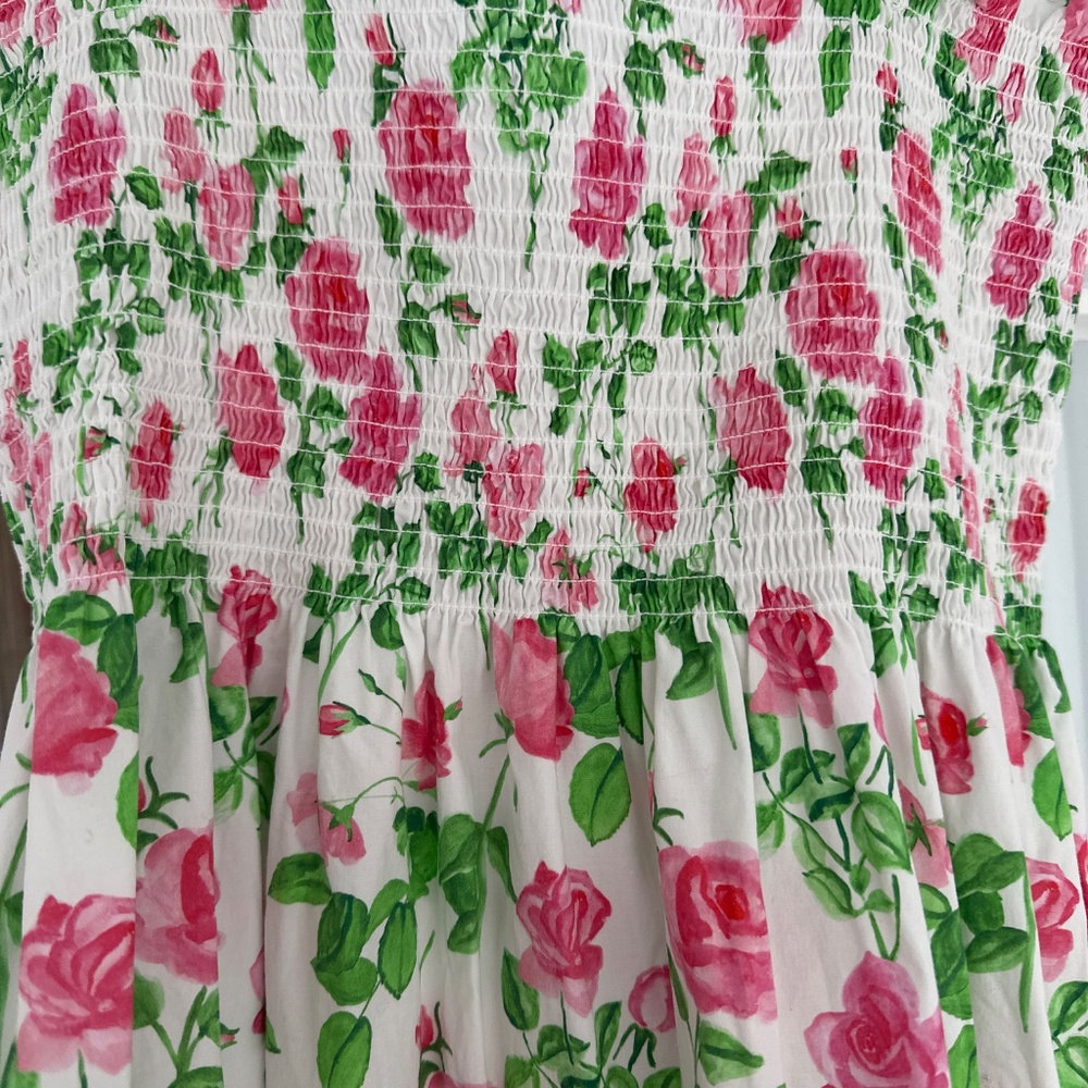Hill House White Maxi Dress with Pink Rose Print - Picture 2 of 3